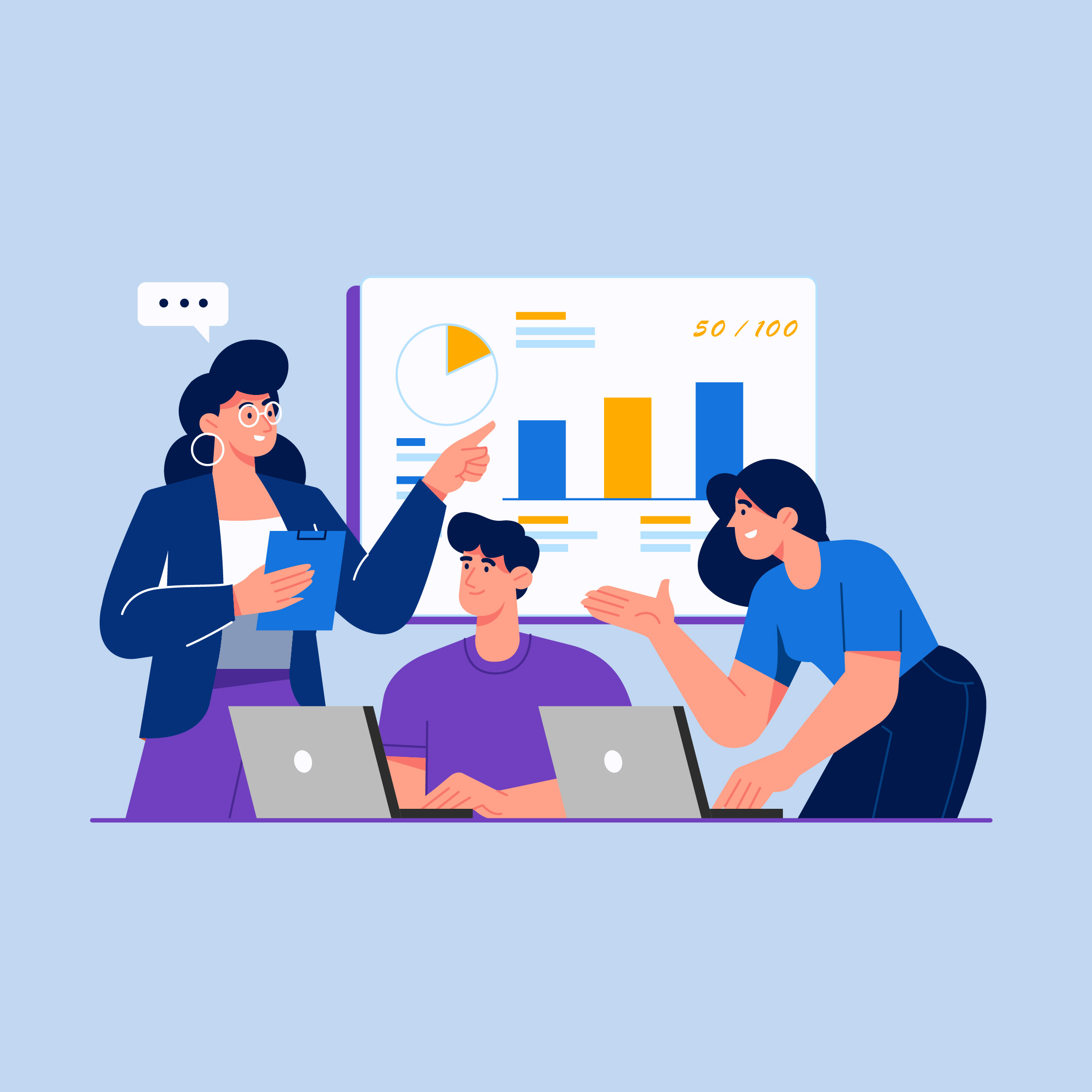 Team working on dashboard